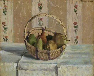 Appels en peren in een ronde mand